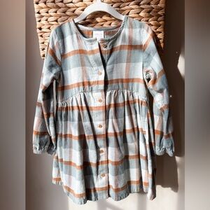 Comfy Organic Cotton Plaid Button-Up Dress